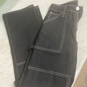 Black jeans with white stitches